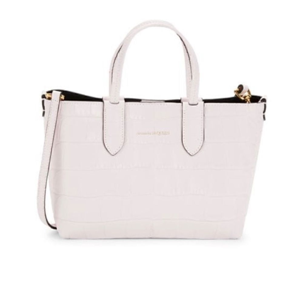 Alexander McQueen Croc Embossed Leather Mini Satchel Pink